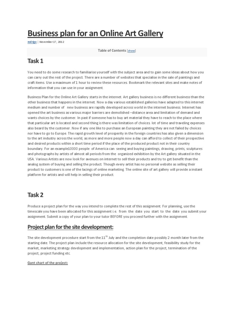 Online Art Gallery Business Plan | PDF | Pay Pal | Money Order