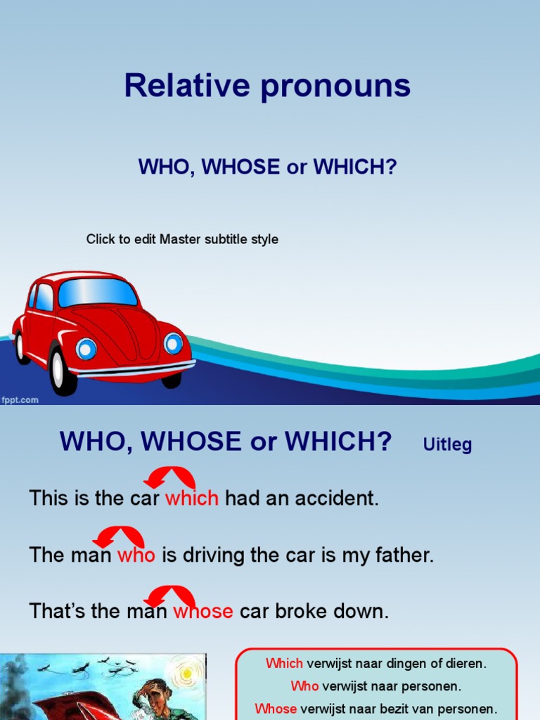 Understanding Relative Pronouns: Who, Whose, Which | PDF