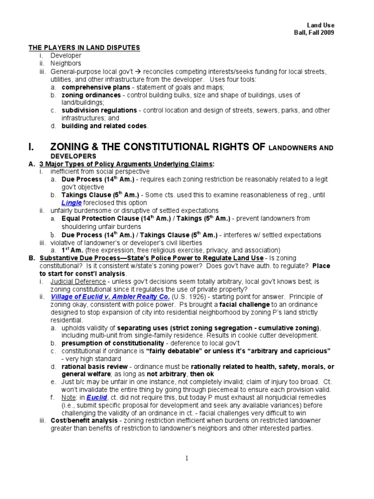 Land Use Outline SECRET | PDF | Rational Basis Review | Zoning
