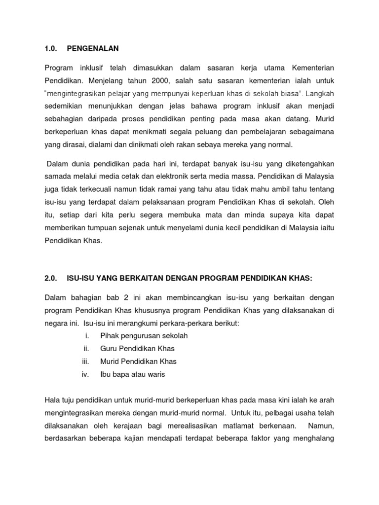 Isu Berkaitan Program Pendidikan Khas Pdf