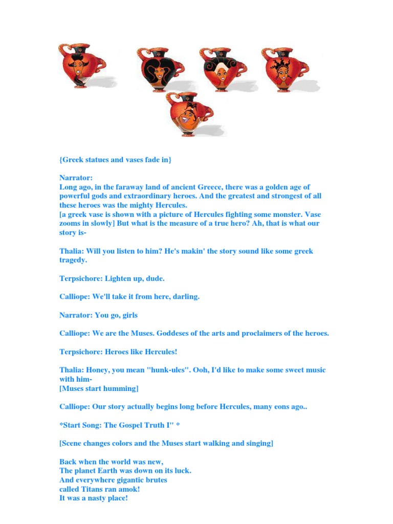 Hercules Script: Zeus and Hera's Role | PDF | Zeus | Hera
