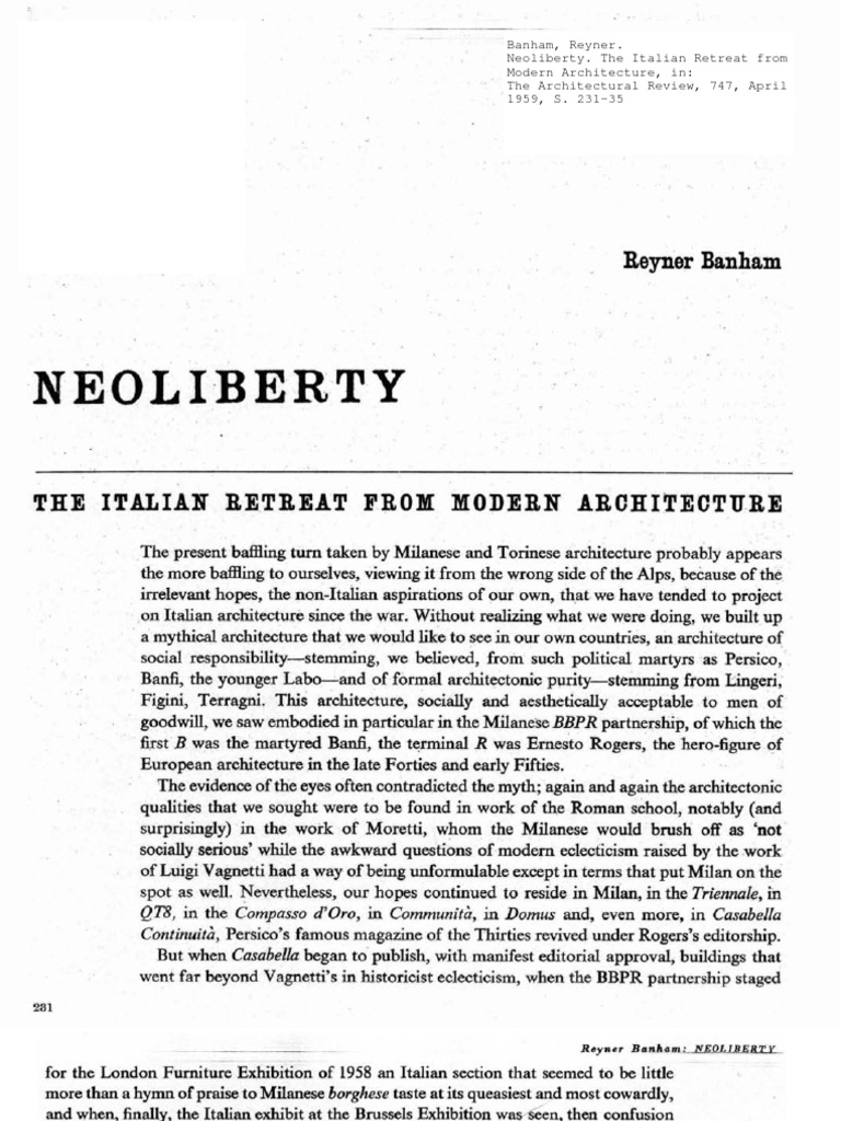 Neoliberty: Banham's Italian Retreat | PDF | Travel