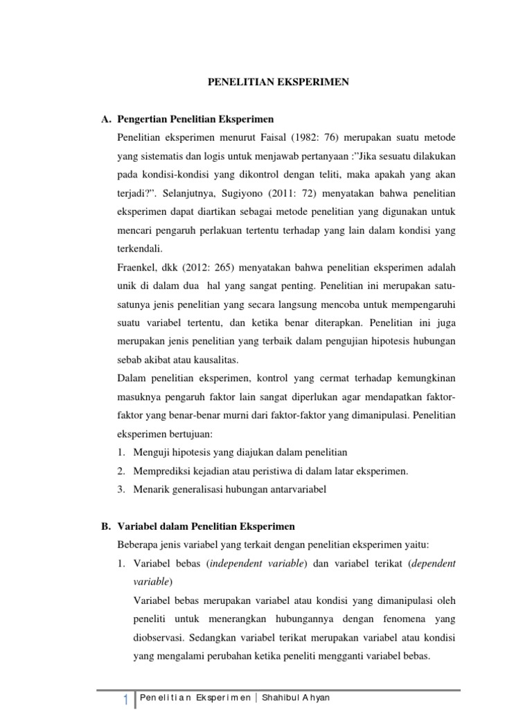 Penelitian Eksperimen Pdf