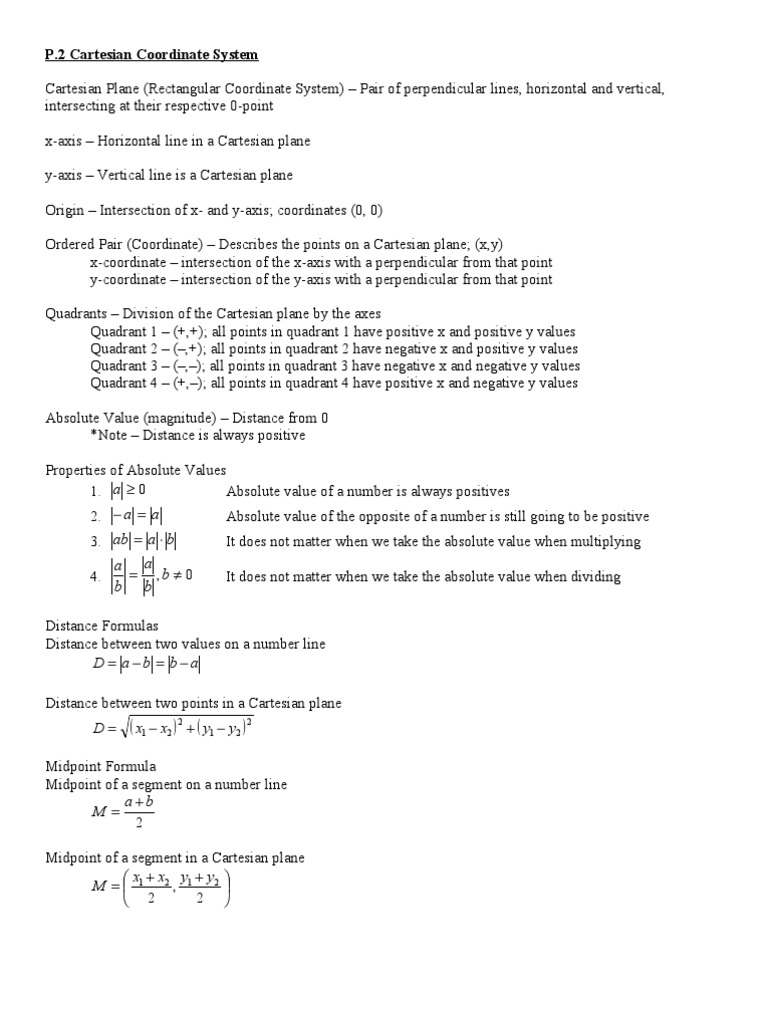 Cartesian Coordinate System Overview | PDF