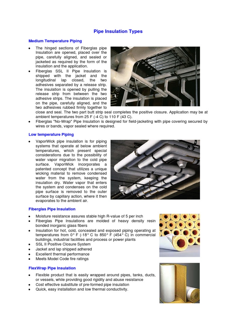 0507 Pipe Insulation Types PDF Thermal Insulation Fiberglass