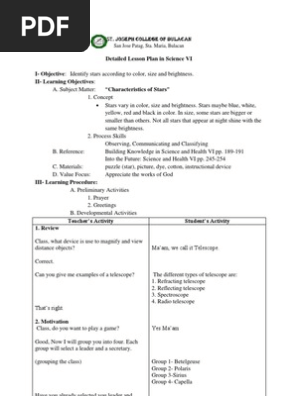 Detailed Lesson Plan in Science 6