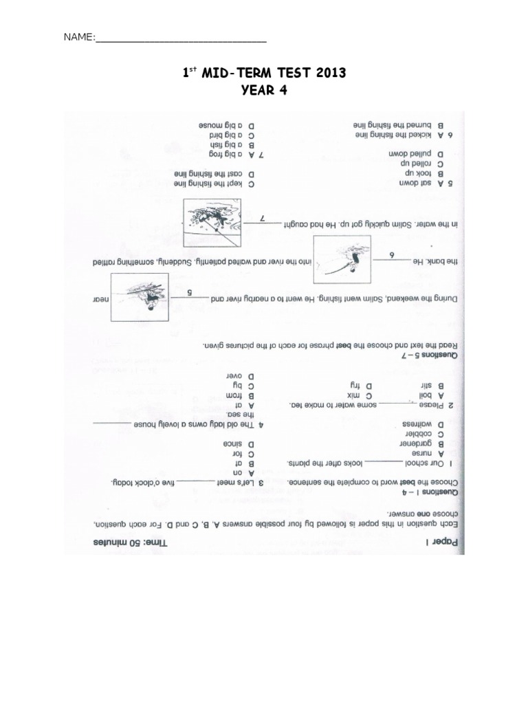 1 Mid-Term Test 2013 Year 4: NAME | PDF