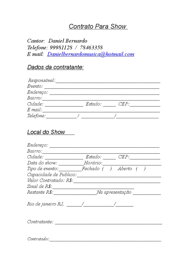 Contrato para Show | PDF