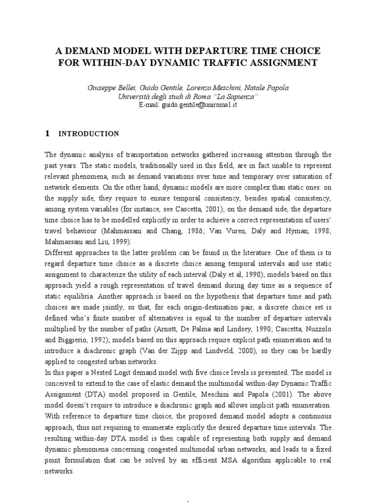 Nested Logit Model for Dynamic Traffic Assignment | PDF | Utility ...