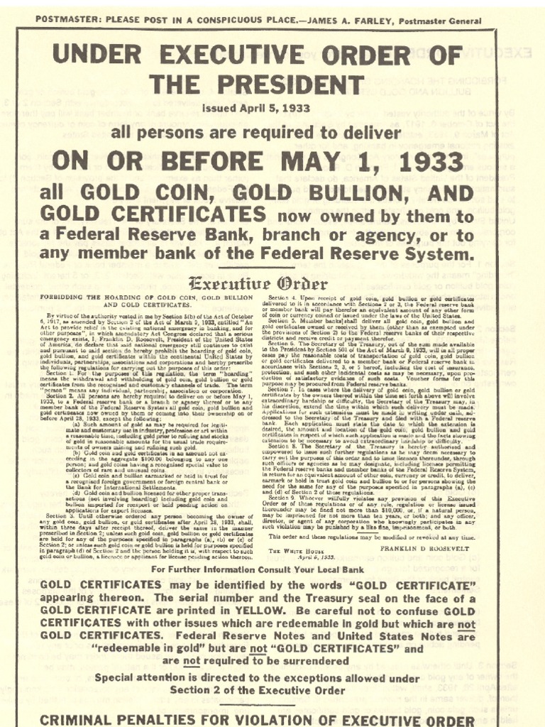 Roosevelt Confiscation Order | PDF