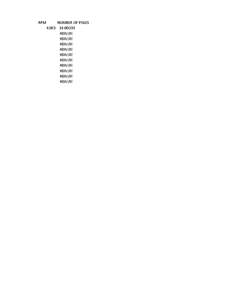 Number of Poles To RPM FORMULA | PDF