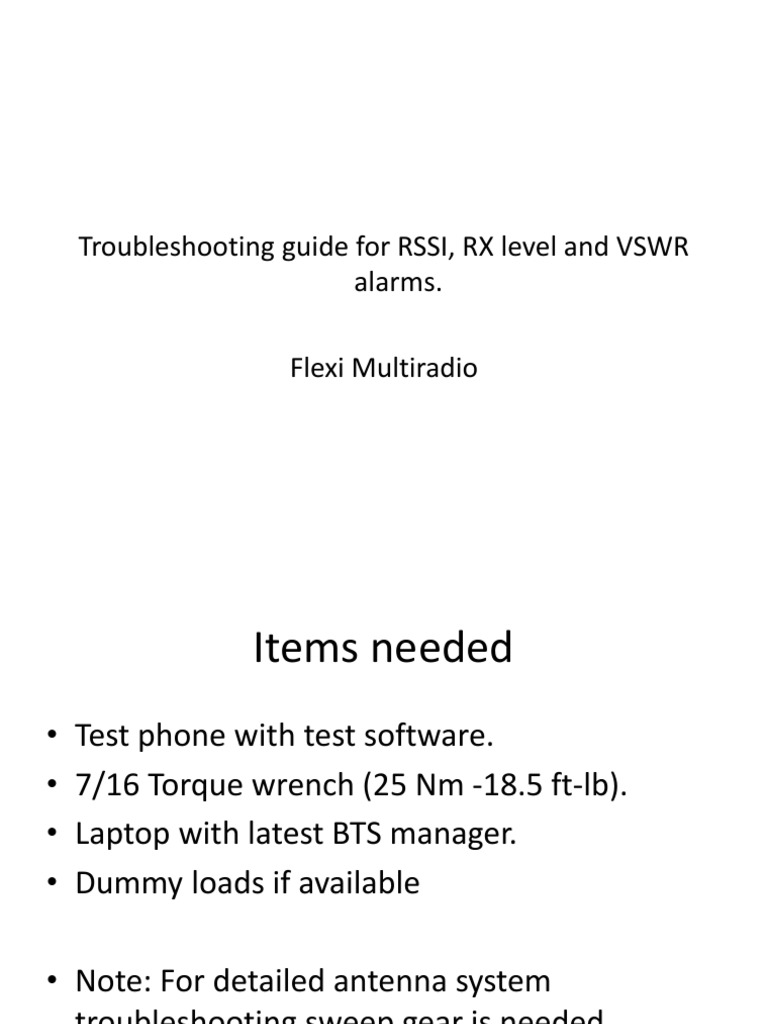 RSSI and RX Level Alarm Troubleshooting | PDF | Troubleshooting ...