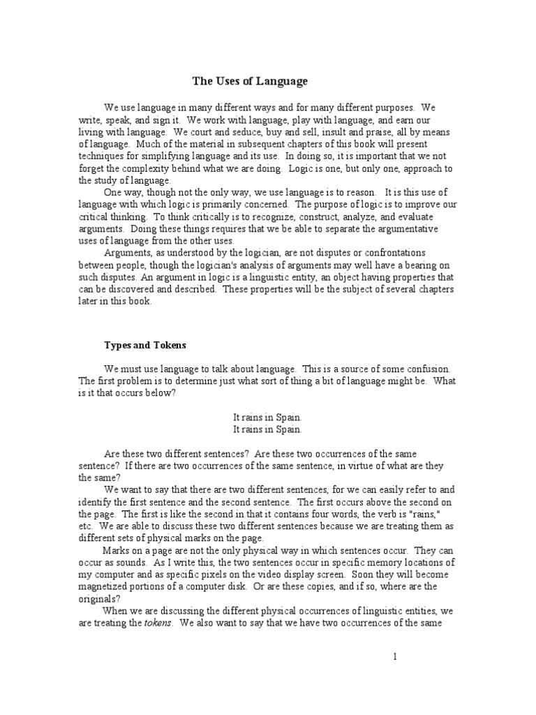 The Uses of Language | PDF | Logic | Lie