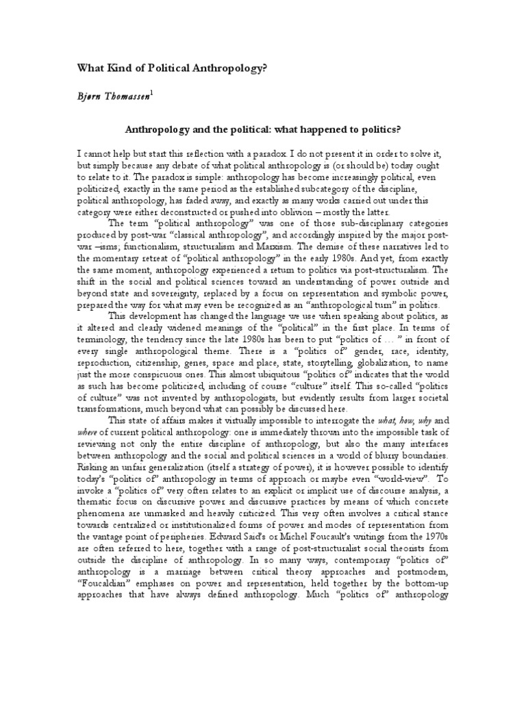 The Evolution of Political Anthropology | PDF | Anthropology | Academia
