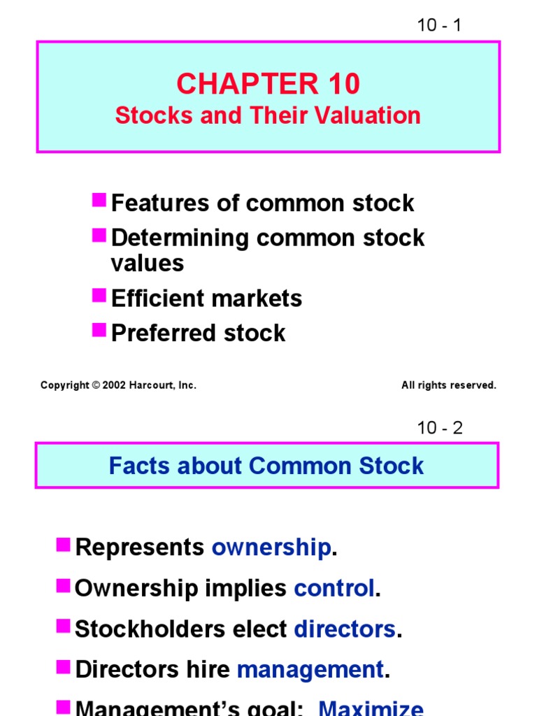 Stocks and Their Valuation: Features of Common Stock Determining Common ...