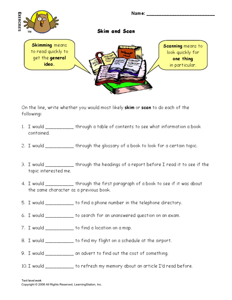 Skimming and Scanning Exercise