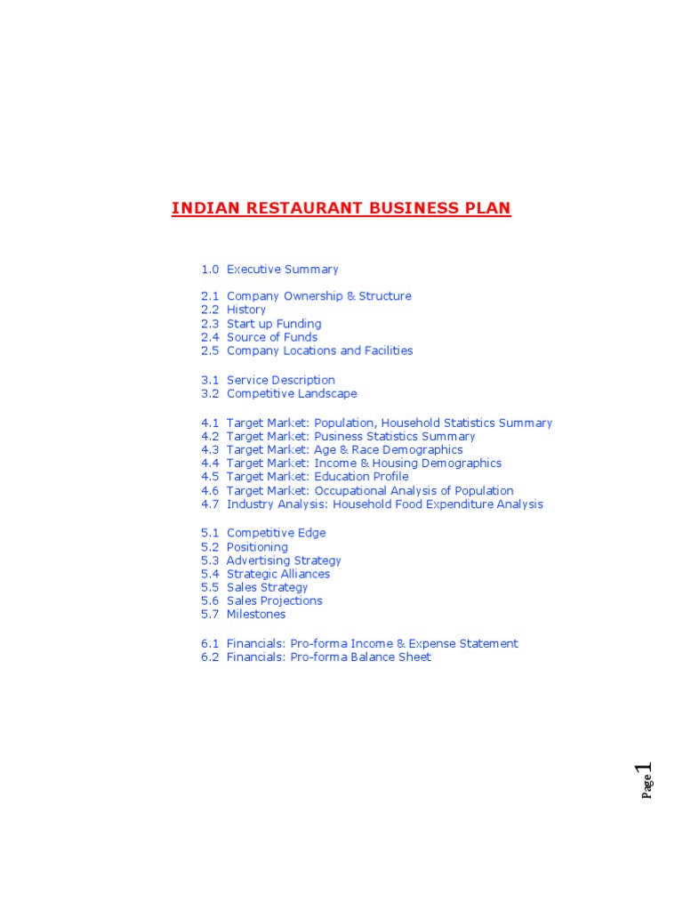 Restaurant business plan india picture