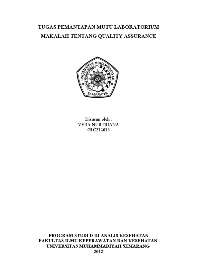 Makalah Quality Control Laboratorium Kesehatan Contoh Makalah