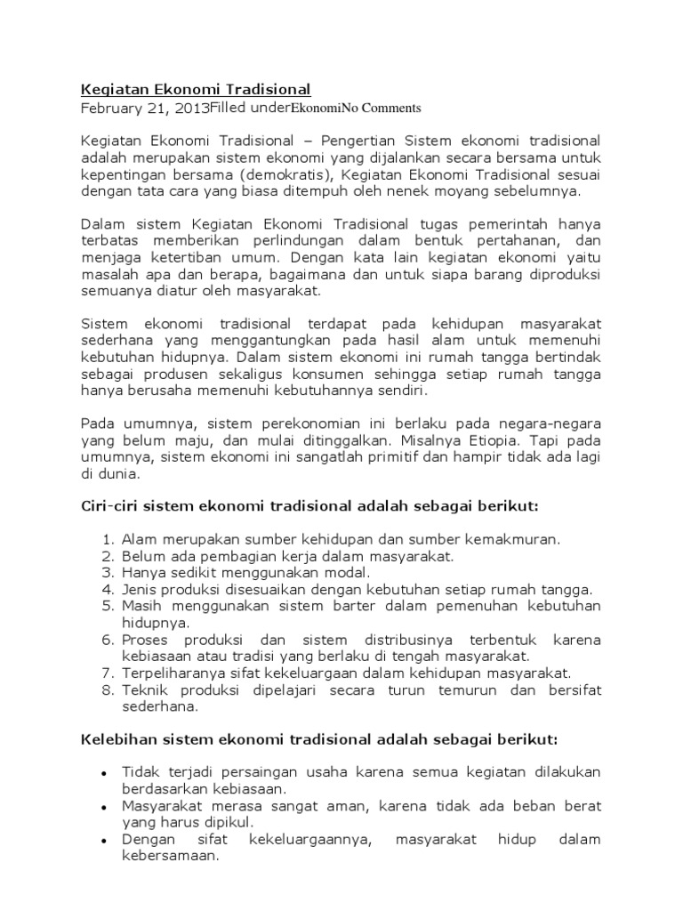 Contoh Kerja Kursus Sejarah Kegiatan Ekonomi
