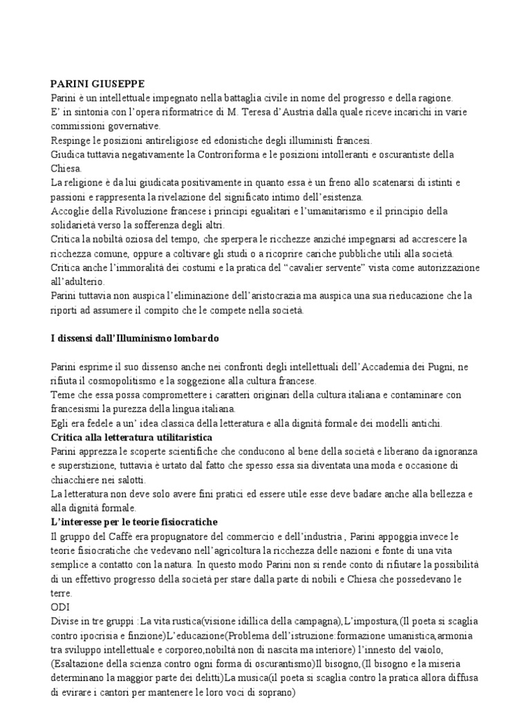 Parafrasi Il Mattino Di Parini