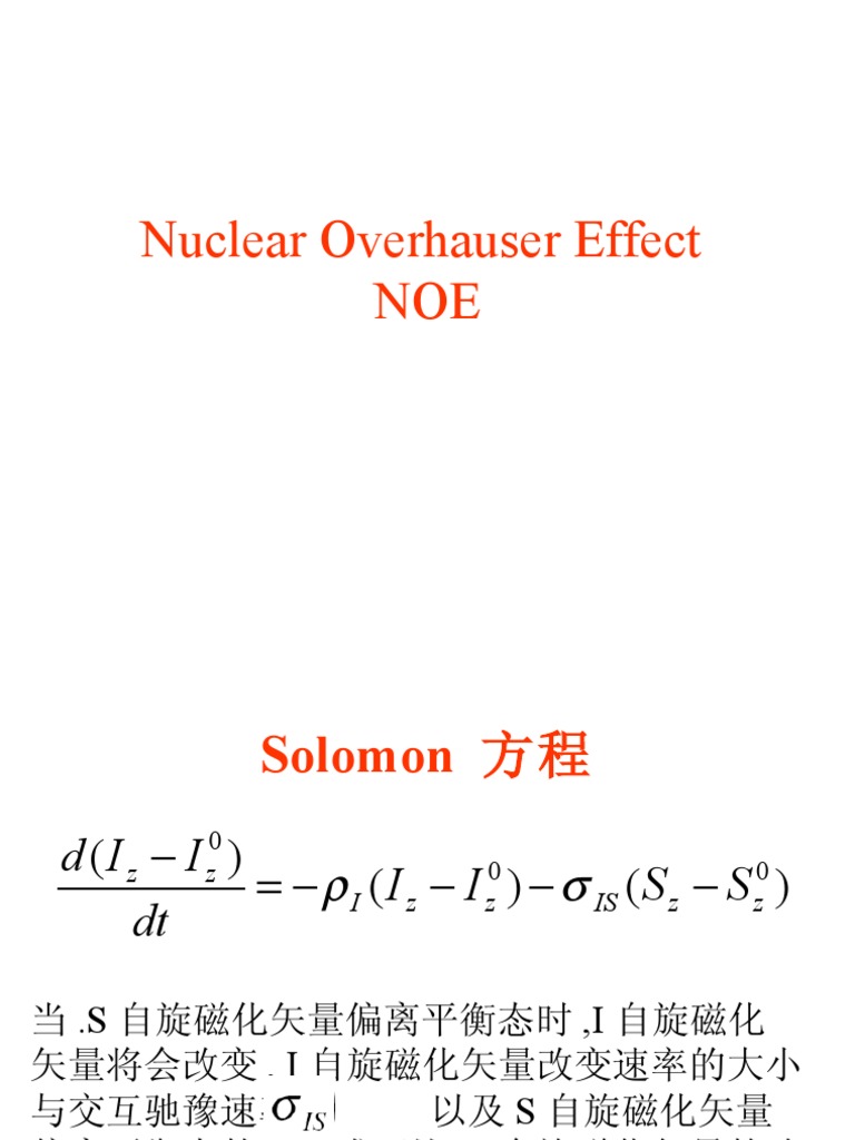 Nuclear Overhauser Effect NOE | PDF