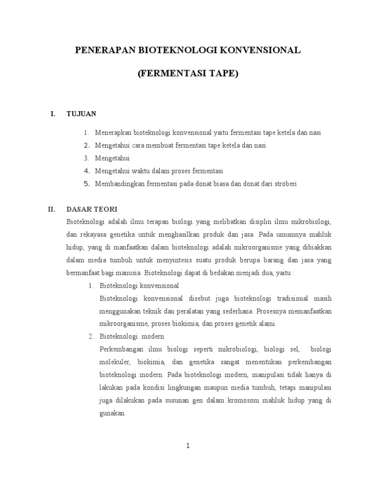 Laporan Penerapan Bioteknologi Konvensional