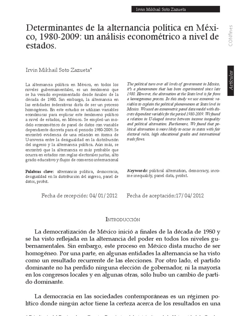 Determinantes de La Alternancia Política en México | PDF | Partido ...