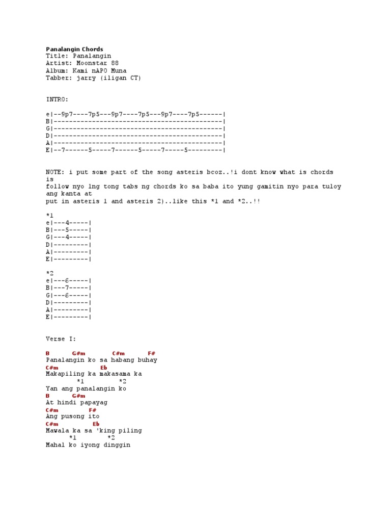 Panalangin Chords and Lyrics | PDF | Song Structure | Musical Forms, image size:768x1024