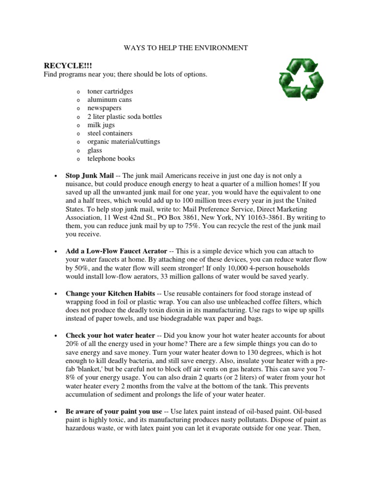 Eco-Friendly Tips for a Greener Home | PDF | Fluorescent Lamp | Recycling