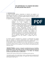 Ejecución de sentencias y nuevo recurso de apelación por salto