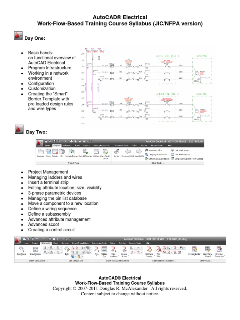 AutoCAD Electrical JIC Admin Course Syllabus Sample PDF Electrical