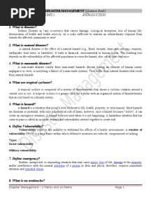 Disaster Management (Question Bank)