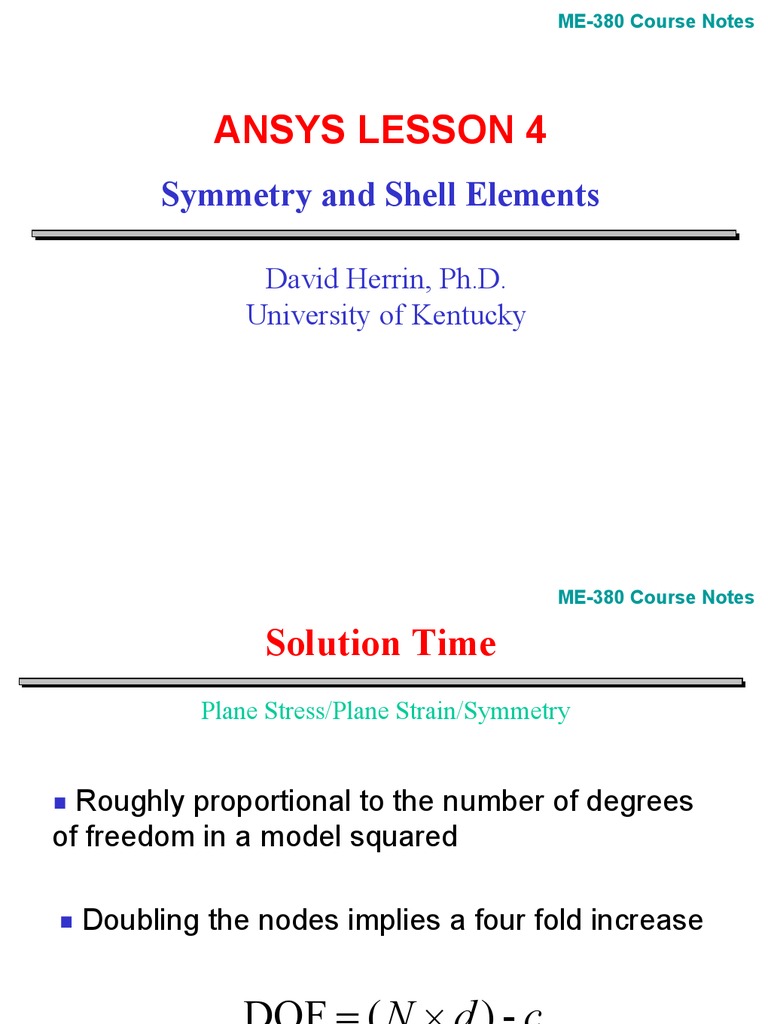 Ansys Shell Elements Stress (Mechanics) Symmetry