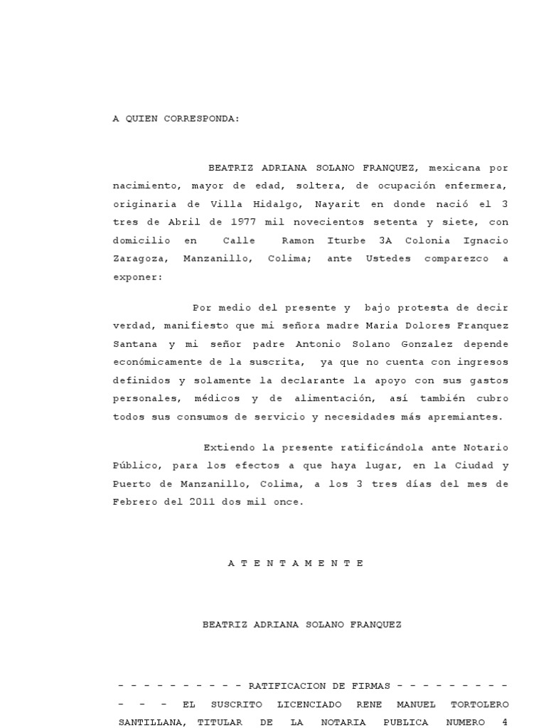 Constancia de Dependencia Economica Ana Lidia | PDF