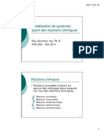 Modelisation de Systémes Ayant Des Réactions Chimiques