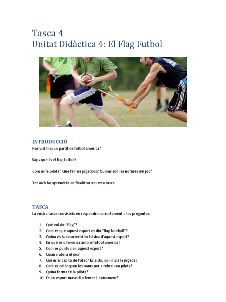 Tasca 4 - El Futbol Flag | PDF