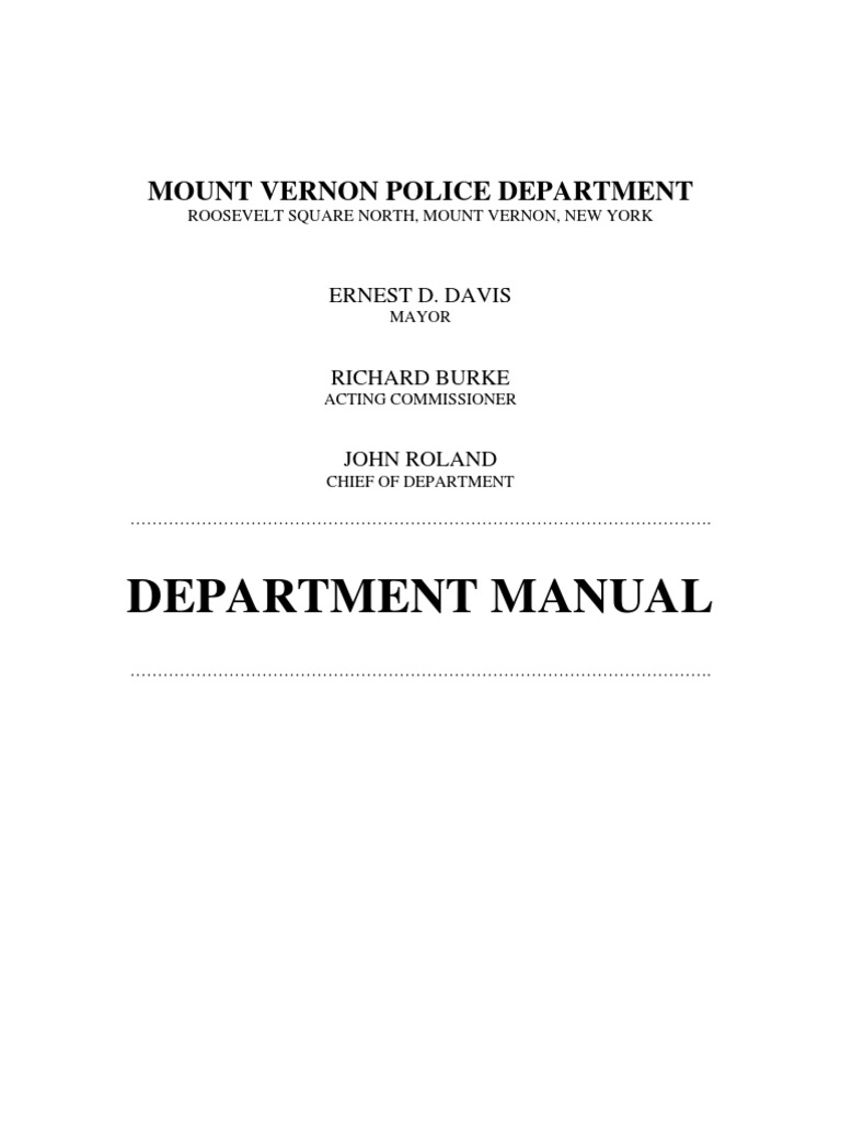 City of Mount Vernon Police Department Administrative Guide PDF