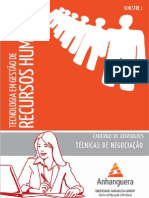 Cead 20131 Gestao de Recursos Humanos Pa - Gestao de Recursos Humanos - Tecnicas de Negociacao - I (Dmi766) Caderno de Atividades Impressao Tecnicas de Negociacao