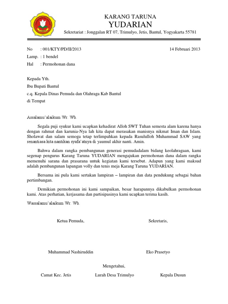 Contoh Proposal Dana Futsal