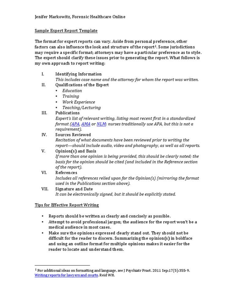 Sample Expert Report Template Social Institutions Society