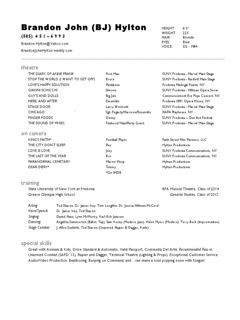 Actor's Portfolio & Experience | PDF