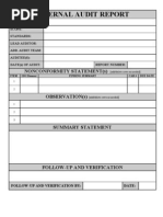 Internal Audit Report: Nonconformity Statement (S)