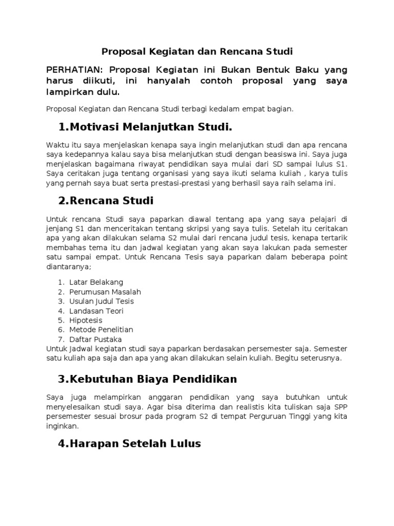 Contoh Proposal Kegiatan Acara