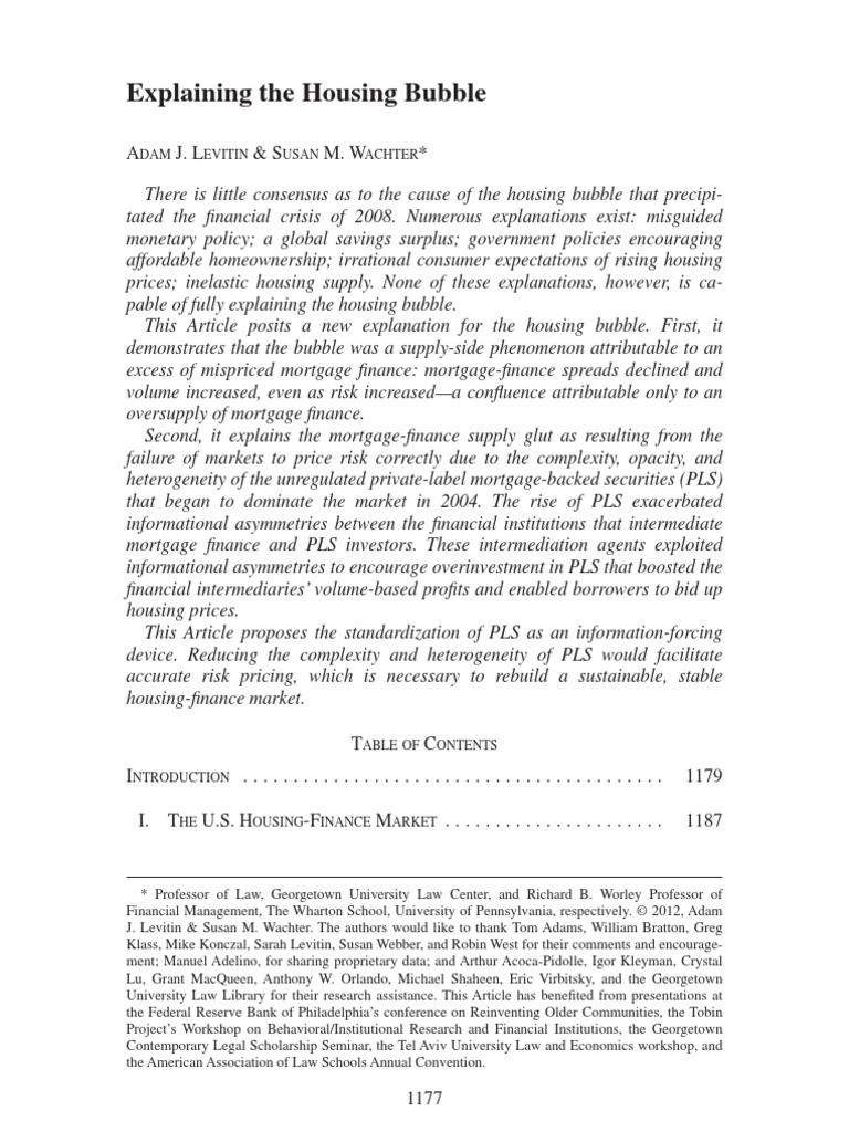 Explaining The Housing Bubble PDF Mortgage Backed Security Fannie Mae