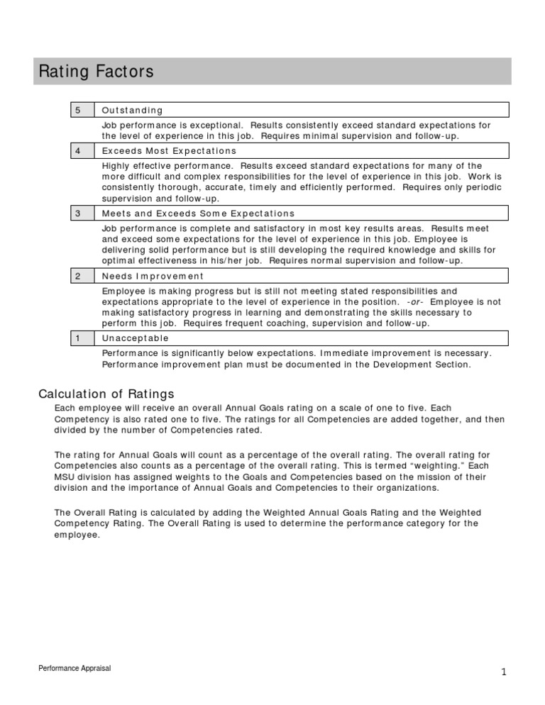 Performance Appraisal Ratings Guide | PDF