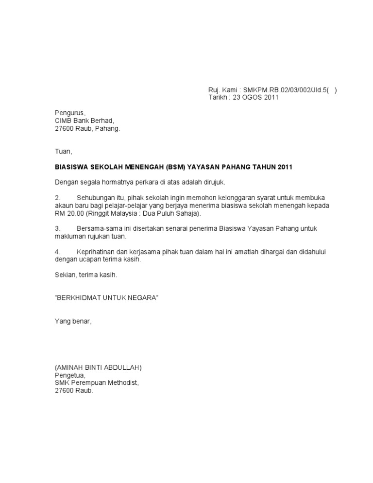 Surat Mohon Rm20 Cimb Bank Pdf