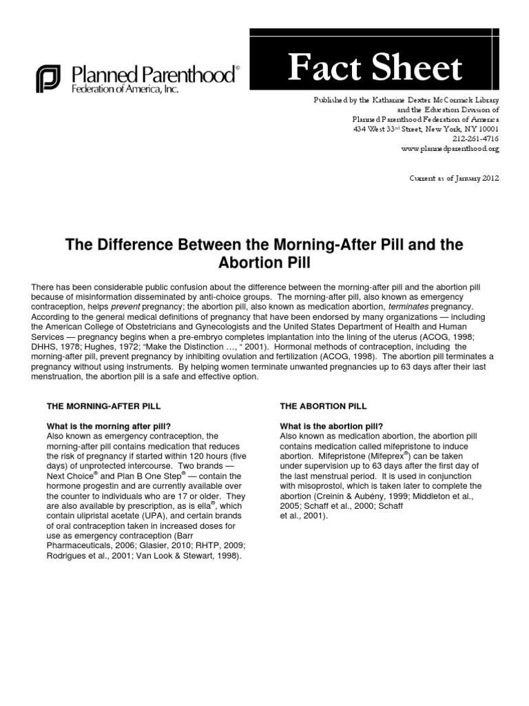 Difference Between Morning After Pill | PDF
