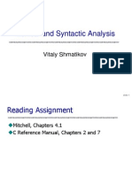 Lexical and Syntax Analysis (Parsing)