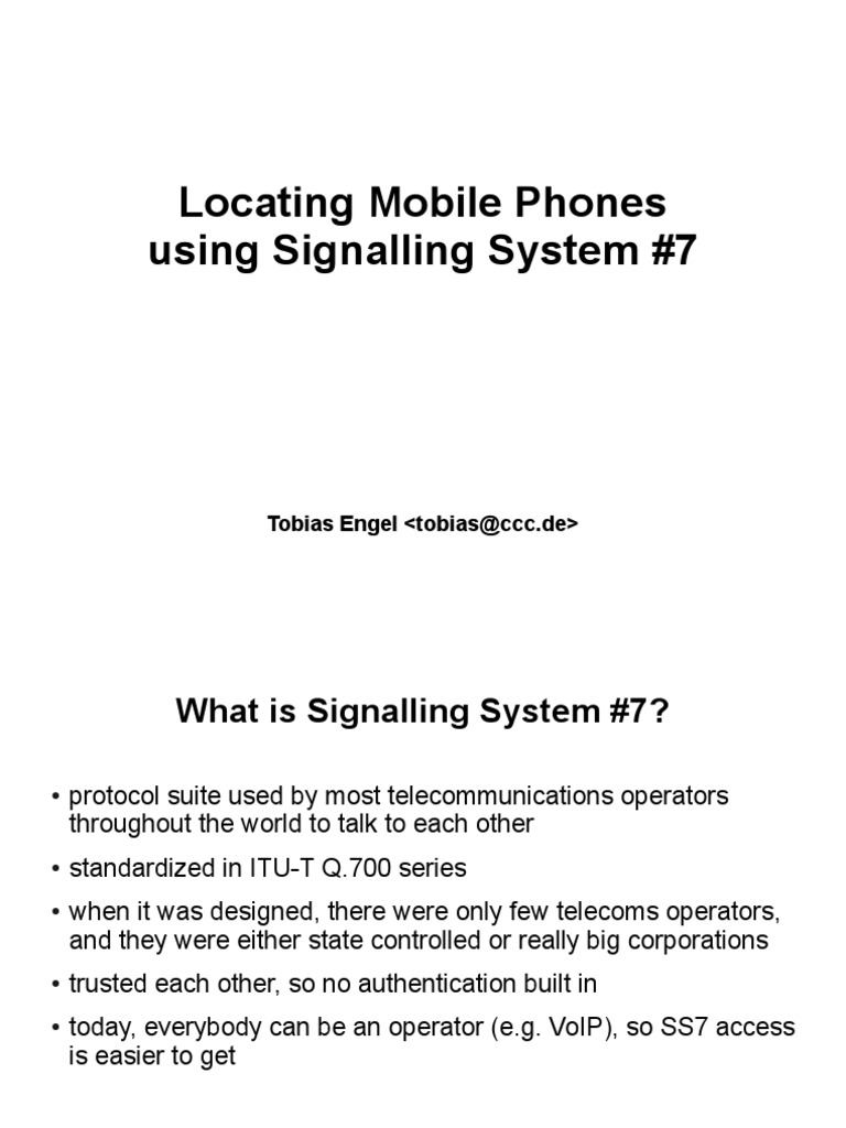 SS7 Mobile Phone Location Techniques | PDF | Network Protocols ...