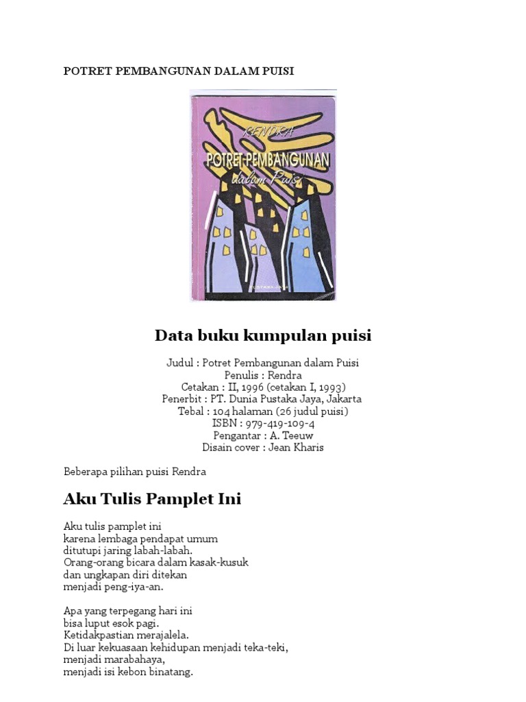 Puisi Rendra: Potret Pembangunan | PDF